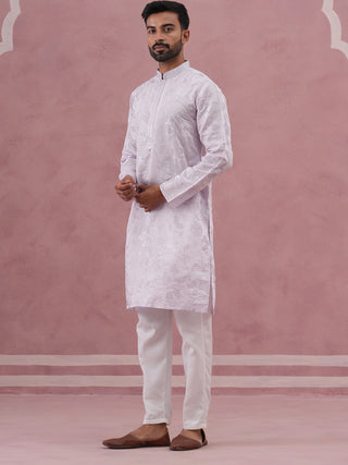 Men's Embroidered Silk Blend Kurta Pyjama Set