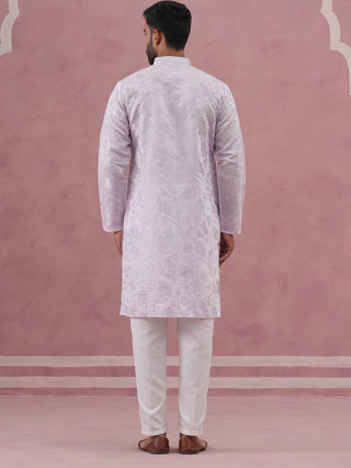 Men's Embroidered Silk Blend Kurta Pyjama Set