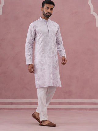 Men's Embroidered Silk Blend Kurta Pyjama Set