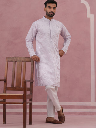 Men's Embroidered Silk Blend Kurta Pyjama Set