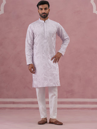 Men's Embroidered Silk Blend Kurta Pyjama Set