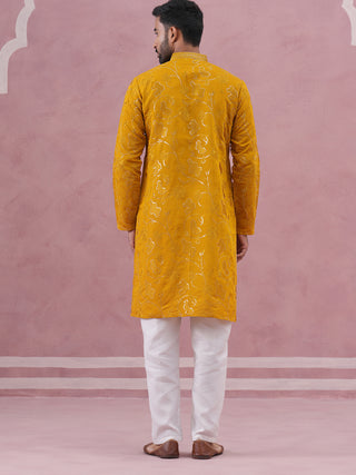 Men's Embroidered Silk Blend Kurta Pyjama Set
