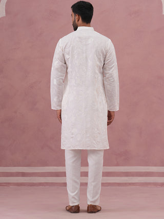 Men's Embroidered Silk Blend Kurta Pyjama Set