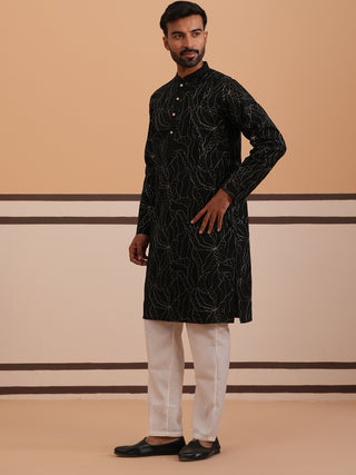 Silk Blend Embroidered & Sequinned Kurta Pyjama Set