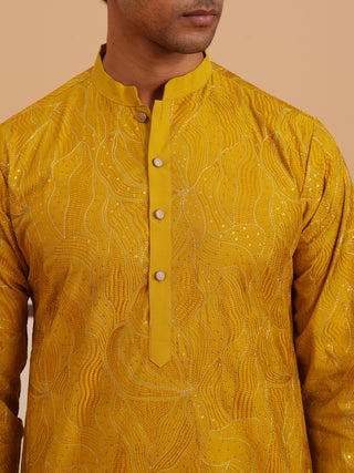 Silk Blend Embroidered & Sequinned Kurta Pyjama Set