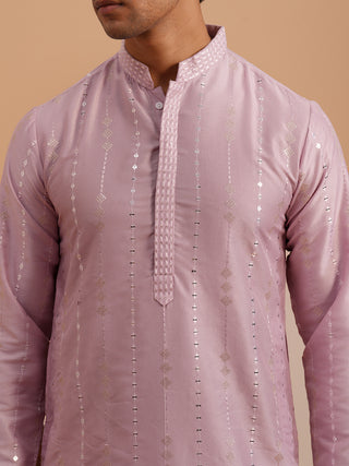 Traditional Silk-Blend Lavender Kurta Pyjama for Men