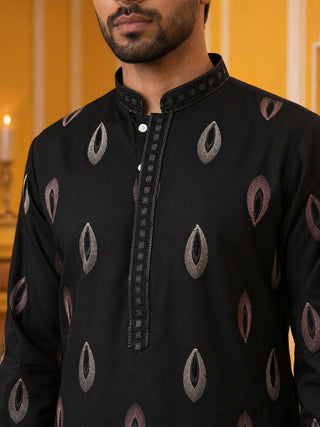 Festive Silk Blend Embroidered Kurta Set