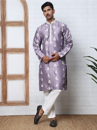 Men’s Embroidered Silk Blend Kurta Pyjama