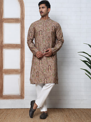 Traditional Foil Printed Kurta Pyjama for Men