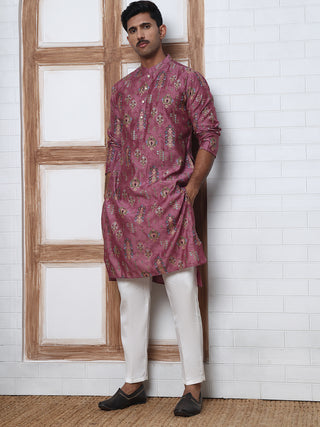 Traditional Foil Printed Kurta Pyjama for Men
