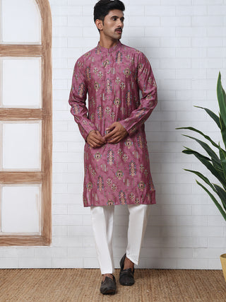 Traditional Foil Printed Kurta Pyjama for Men