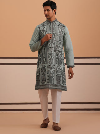 Men’s Silk Blend Embroidered Kurta Pyjama Set