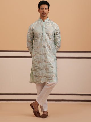 Premium Silk Blend Embroidered Kurta Pyjama