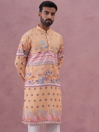 Men’s Cotton Blend Festive Printed Kurta