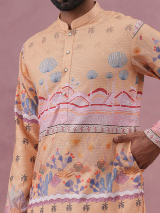 Men’s Cotton Blend Festive Printed Kurta