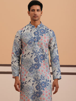 Men’s Printed Cotton Blend Kurta Pyjama