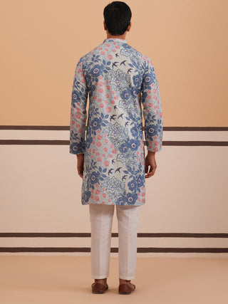 Men’s Printed Cotton Blend Kurta Pyjama