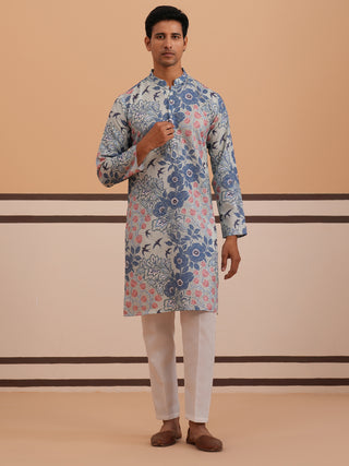 Men’s Printed Cotton Blend Kurta Pyjama