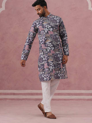 Men’s Printed Cotton Blend Kurta Pyjama