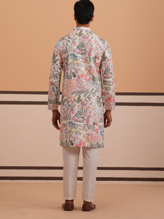 Men’s Printed Cotton Blend Kurta Pyjama