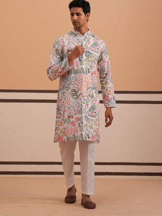 Men’s Printed Cotton Blend Kurta Pyjama