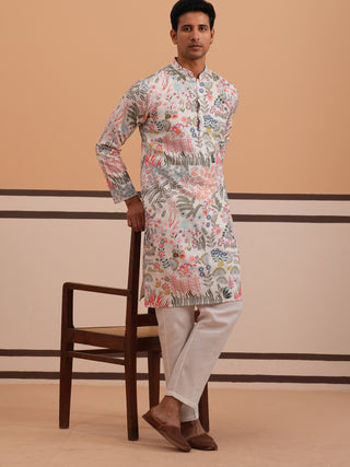 Men’s Printed Cotton Blend Kurta Pyjama