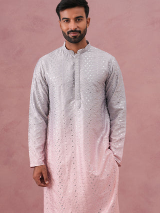 Ombre Silk Blend Kurta Pyjama Set with Sequin Work