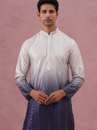 Ombre Silk Blend Kurta Pyjama Set with Sequin Work