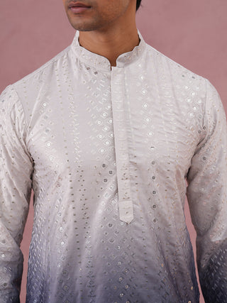 Ombre Silk Blend Kurta Pyjama Set with Sequin Work