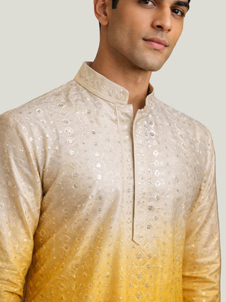 Ombre Silk Blend Kurta Pyjama Set with Sequin Work