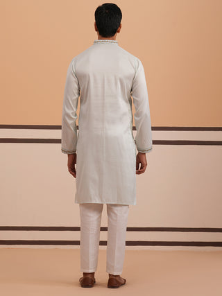 Traditional Embroidered Silk Blend Kurta Set