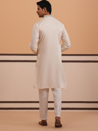 Traditional Embroidered Silk Blend Kurta Set