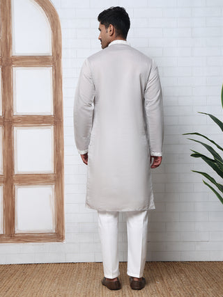 Floral Embroidered Silk Blend Kurta Set