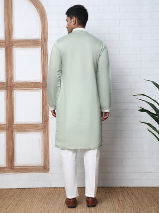 Floral Embroidered Silk Blend Kurta Set
