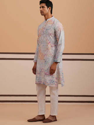 Abstract Printed & Embroidered Kurta Pyjama