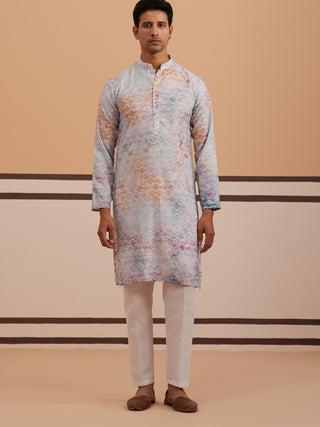Abstract Printed & Embroidered Kurta Pyjama