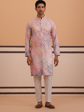 Abstract Printed & Embroidered Kurta Pyjama