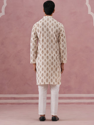 Silk-Blend Foil Printed Festive Kurta Pyjama