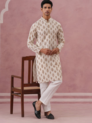 Silk-Blend Foil Printed Festive Kurta Pyjama