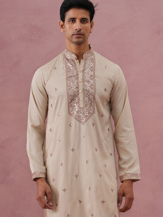 Silk Blend Embroidered Kurta Pyjama Set for Men