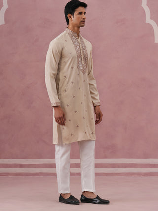 Silk Blend Embroidered Kurta Pyjama Set for Men