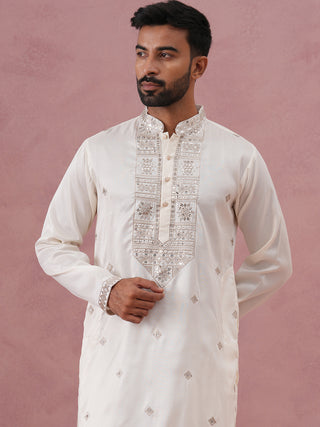 Silk Blend Embroidered Kurta Pyjama Set for Men