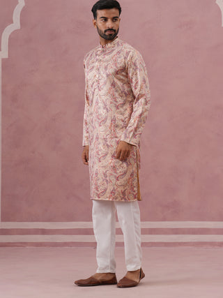 Paisley Foil Printed Silk Blend Kurta Set