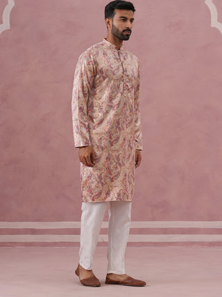 Paisley Foil Printed Silk Blend Kurta Set