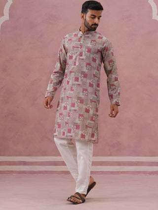 Abstract Printed Cotton Blend Kurta Pyjama