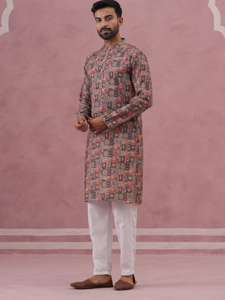 Abstract Printed Cotton Blend Kurta Pyjama