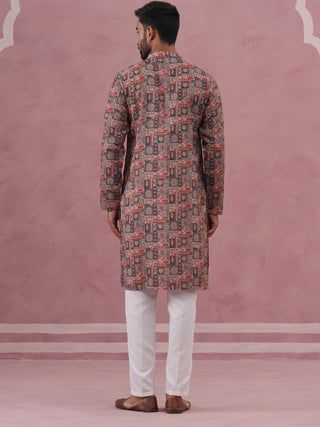 Abstract Printed Cotton Blend Kurta Pyjama