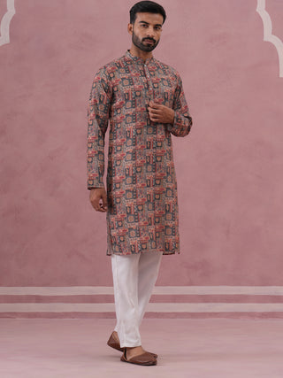 Abstract Printed Cotton Blend Kurta Pyjama