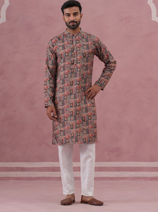 Abstract Printed Cotton Blend Kurta Pyjama