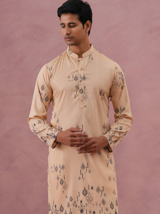 Men's Foil Printed Festive Kurta Pyjama Set